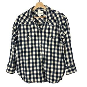 J. Crew Relaxed Fit Shirt Jacket Dark Blue Buffalo Plaid 2